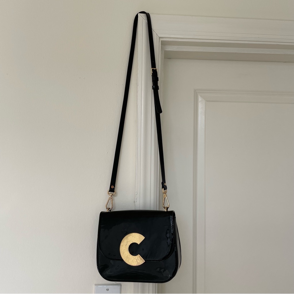 Coccinelle Black Patent Leather Bag With Large Logo